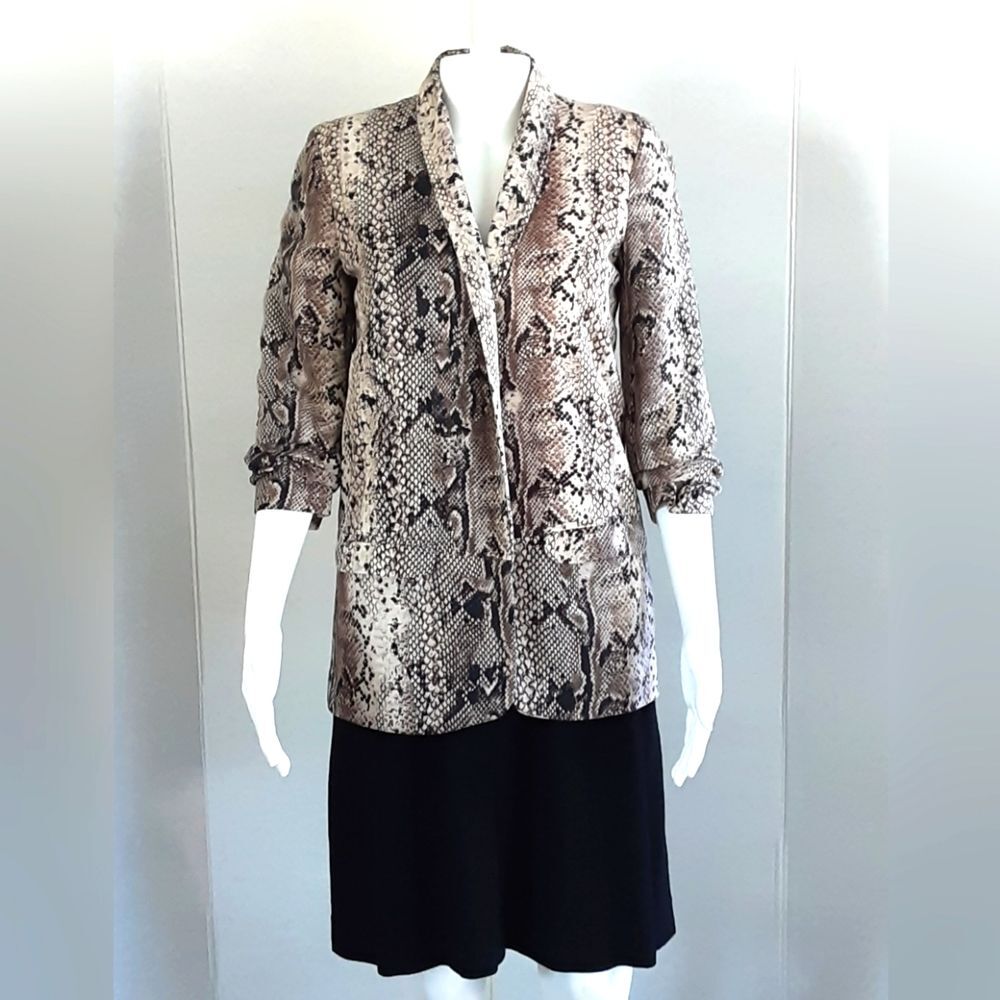 Stradivarius Snakeskin Print 3Qtr Sleeve Blazer Sz S